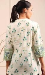 Womens Cotton Printed Anarkali Short Top Kurti - Image 4